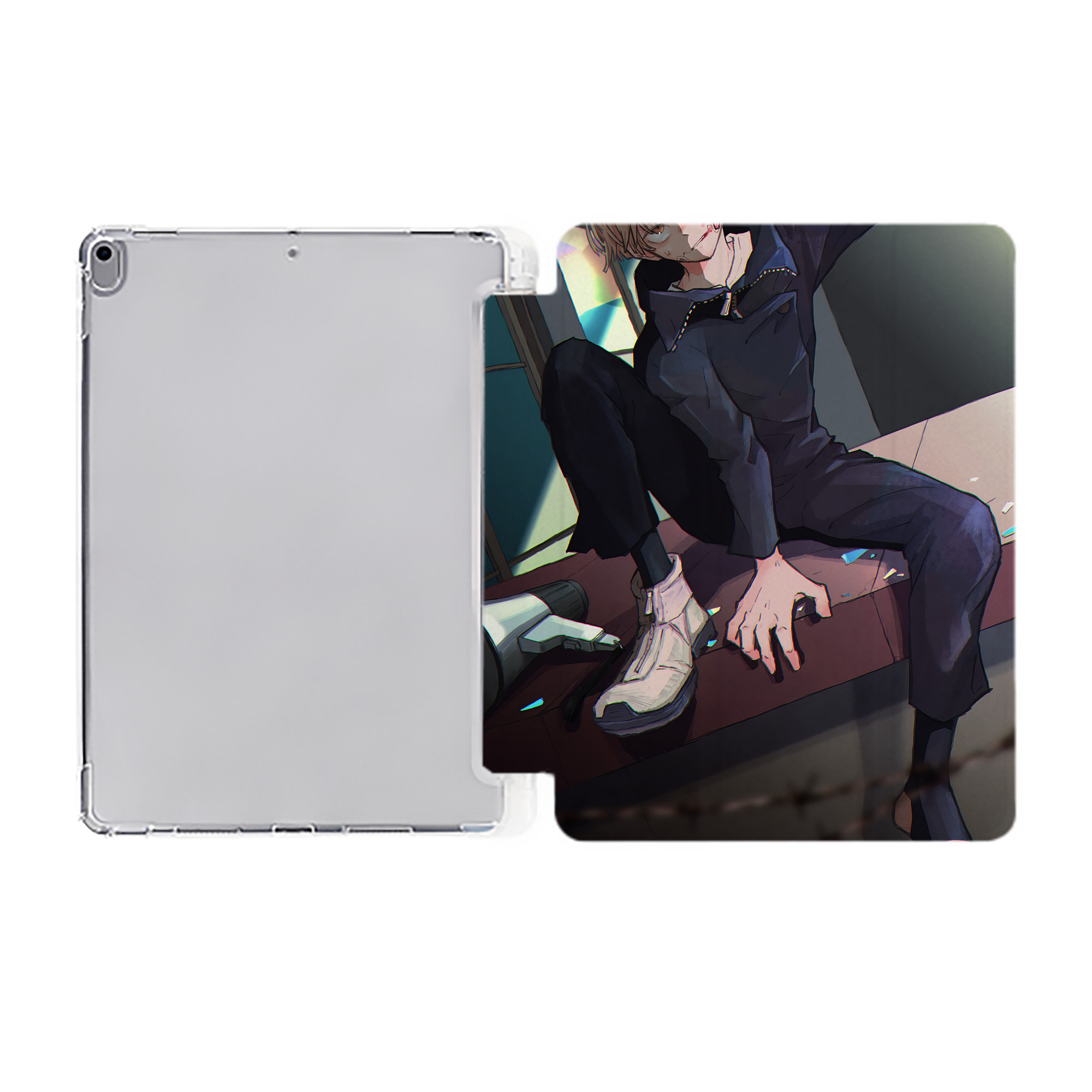 （画像用） 呪術廻戦 Jujutsu Kaisen IPad ケース ペン収納付き 三つ折りスタンド PUレザー×シリコン 対応機種9.5/10.5/10.9インチ